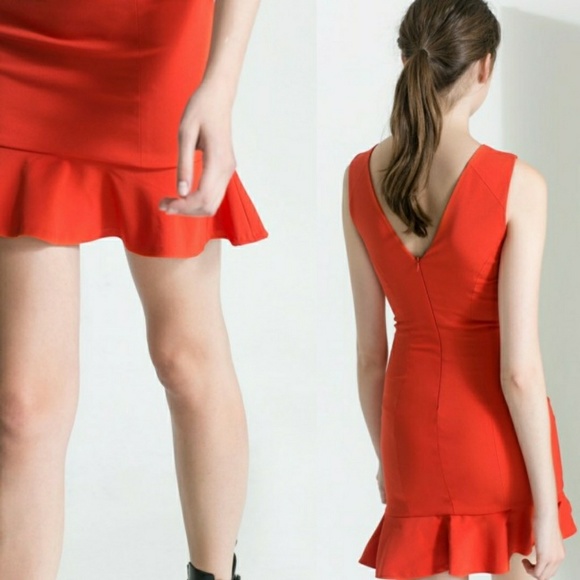 ZARA TUBE DRESS WITH RUFFLE HEM - Picture 5 of 7